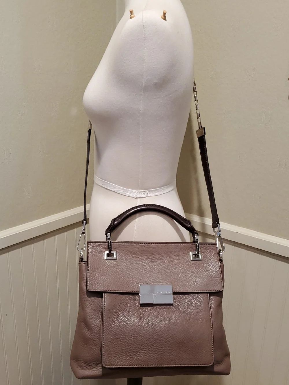 Michael Kors Collection Taupe Top Handle Quinn Bag Ultra Rare